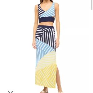 STAUD Karina striped skirt and crop top size SMALL